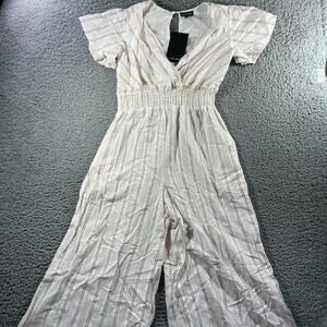 MEADOW RHODES JUMP SUIT WOMENS SMALL WHITE ROMPER ONE PIECE NWT NEW STRIPE *READ